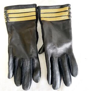 Ralph Lauren Captain Inspired Black Leather sheepskin Gloves Womens Sz M